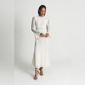 REISS Aspen Lace Midi Dress